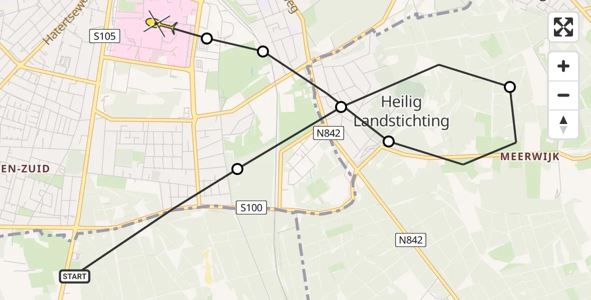 Routekaart van de vlucht: Lifeliner 3 naar Radboud Universitair Medisch Centrum