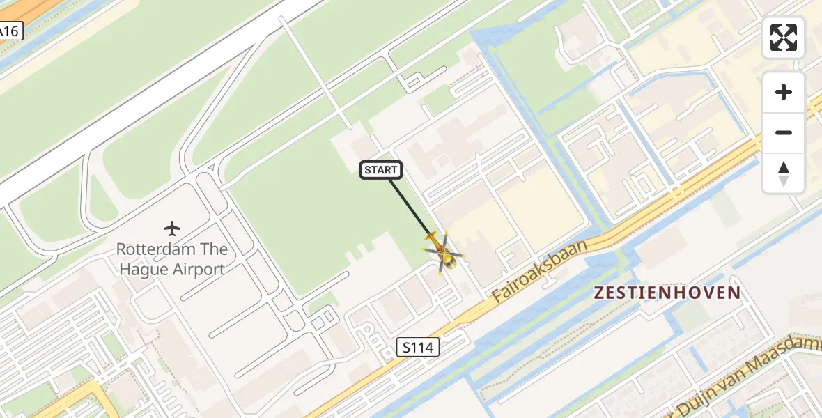 Vluchtroute Traumahelikopter Rotterdam The Hague Airport - Rotterdam The Hague Airport, 04 januari 2024, 21:25