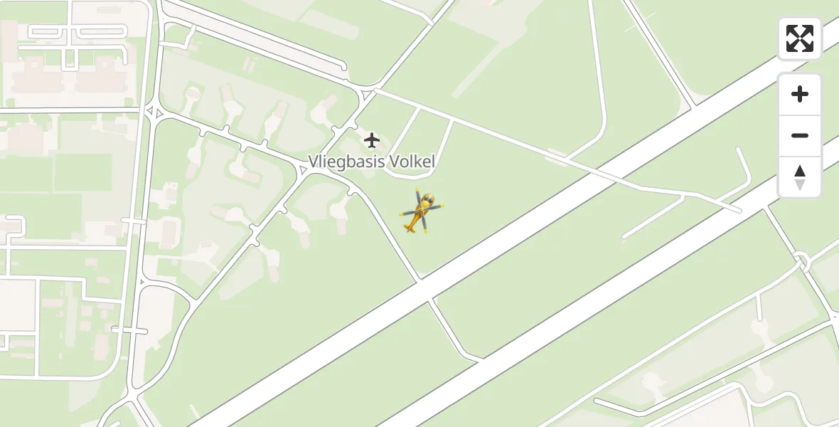 Vluchtroute Traumahelikopter van Vliegbasis Volkel naar Vliegbasis Volkel
