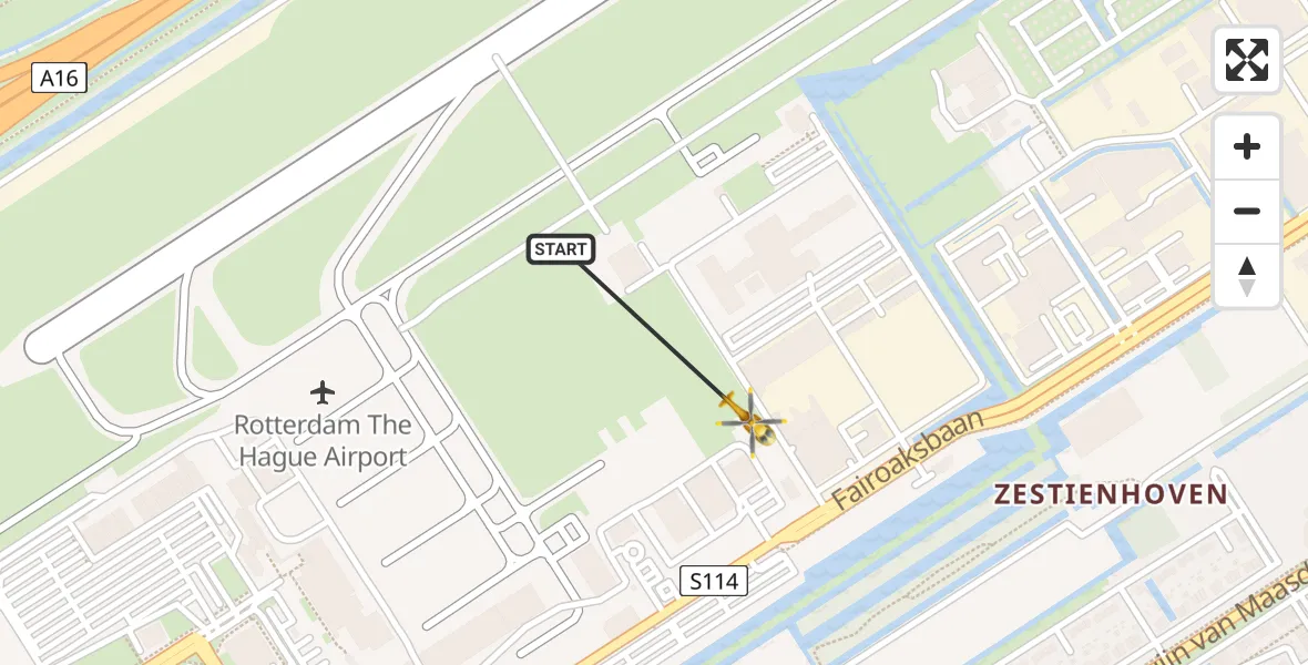 Vluchtroute Traumahelikopter Rotterdam The Hague Airport - Rotterdam The Hague Airport, 05 januari 2024, 08:28