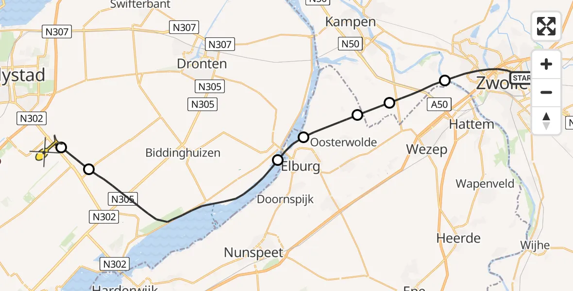 Routekaart van de vlucht: Lifeliner 1 naar Lelystad Airport