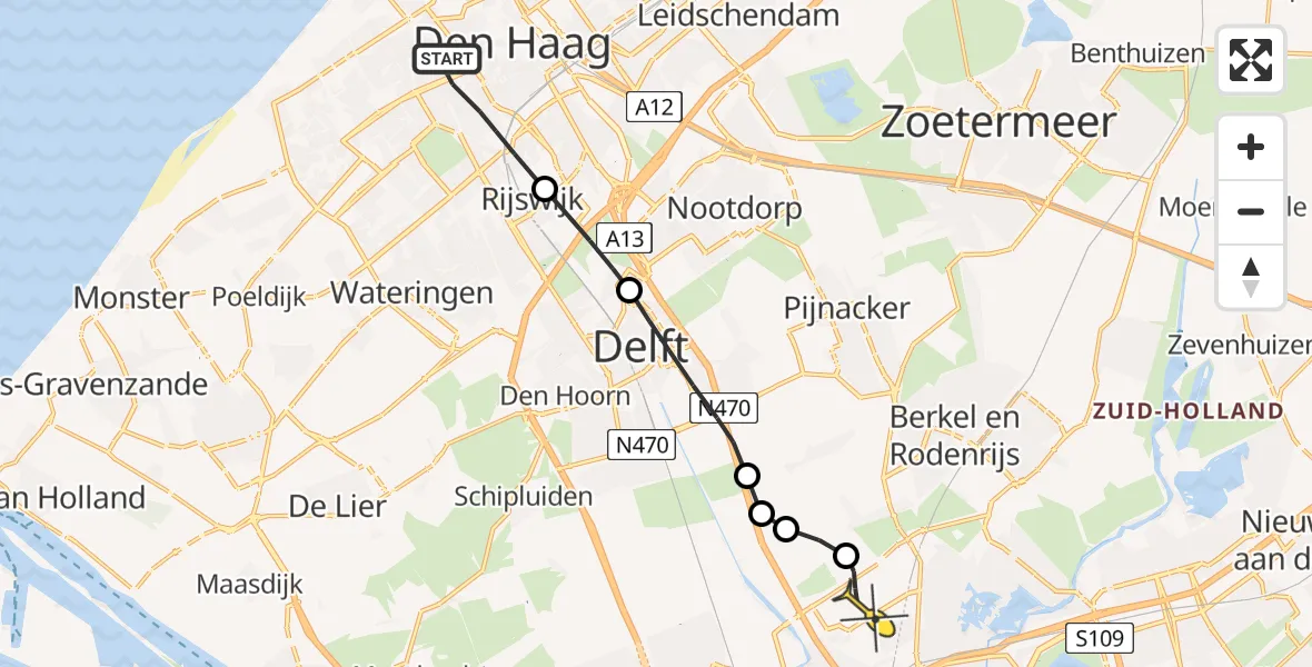 Routekaart van de vlucht: Lifeliner 2 naar Rotterdam The Hague Airport