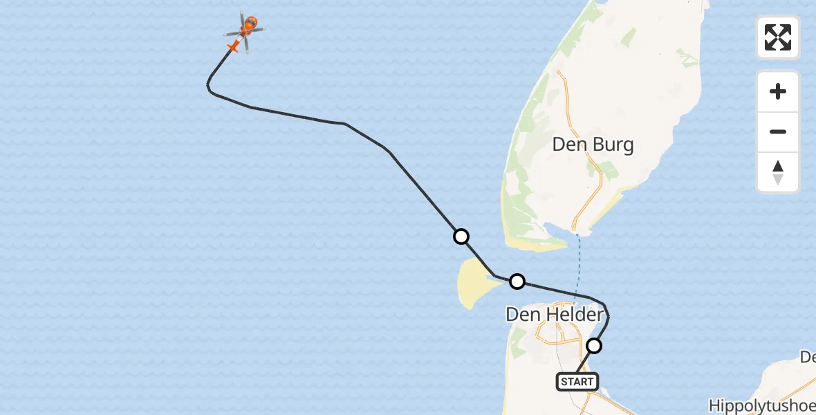 Vluchtroute Kustwachthelikopter Vliegveld De Kooy - , 05 januari 2024, 13:38