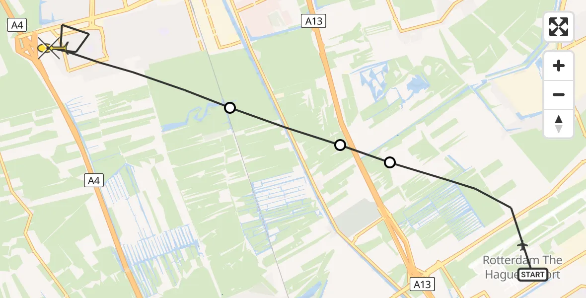 Routekaart van de vlucht: Lifeliner 2 naar Delft