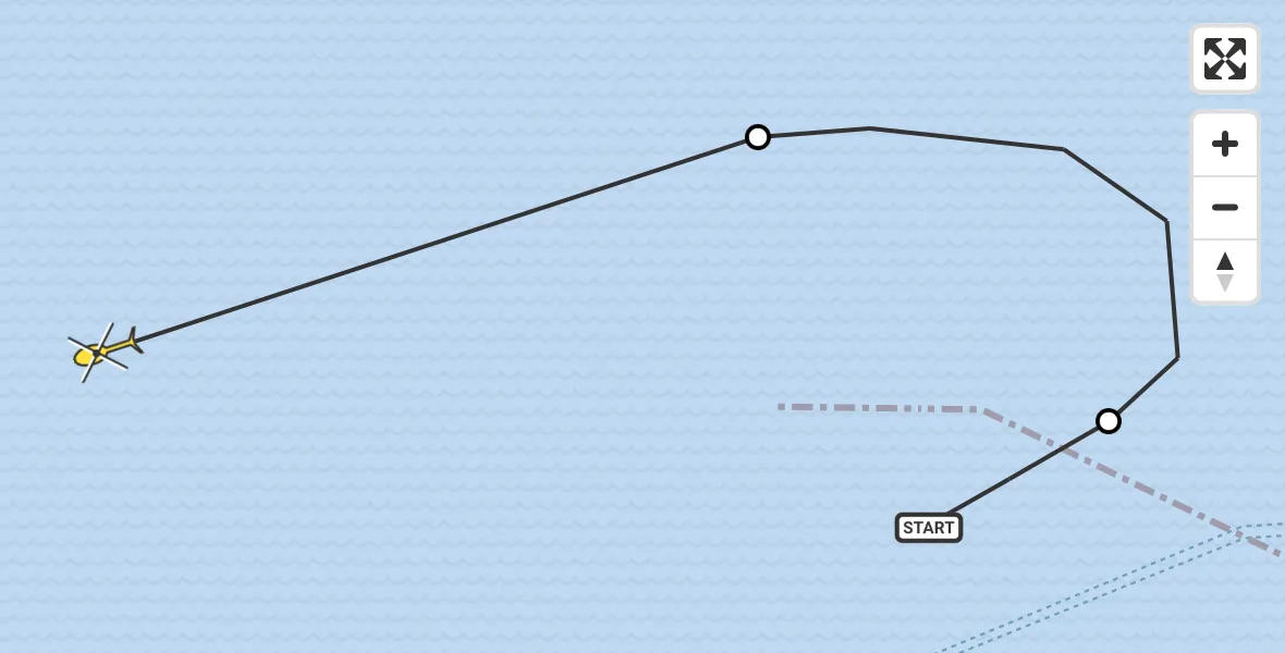 Routekaart van de vlucht: Kustwachthelikopter naar 