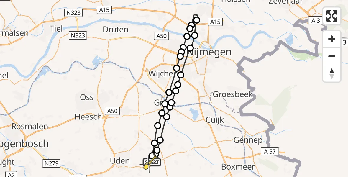 Routekaart van de vlucht: Lifeliner 3 naar Vliegbasis Volkel