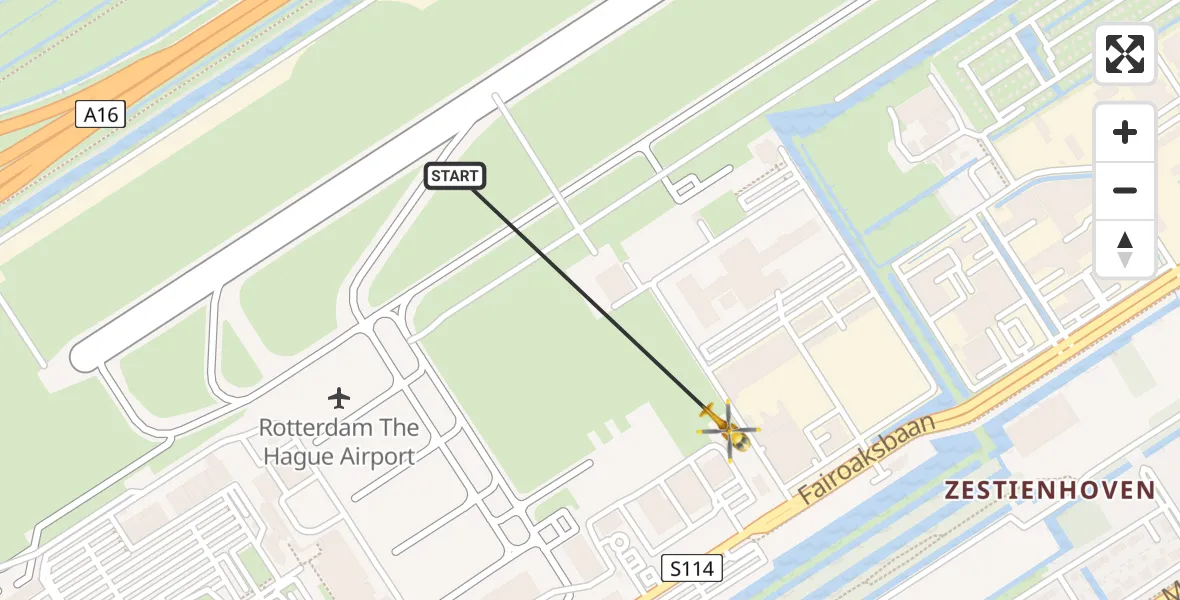 Vluchtroute Traumahelikopter Rotterdam The Hague Airport - Rotterdam The Hague Airport, 05 januari 2024, 16:28