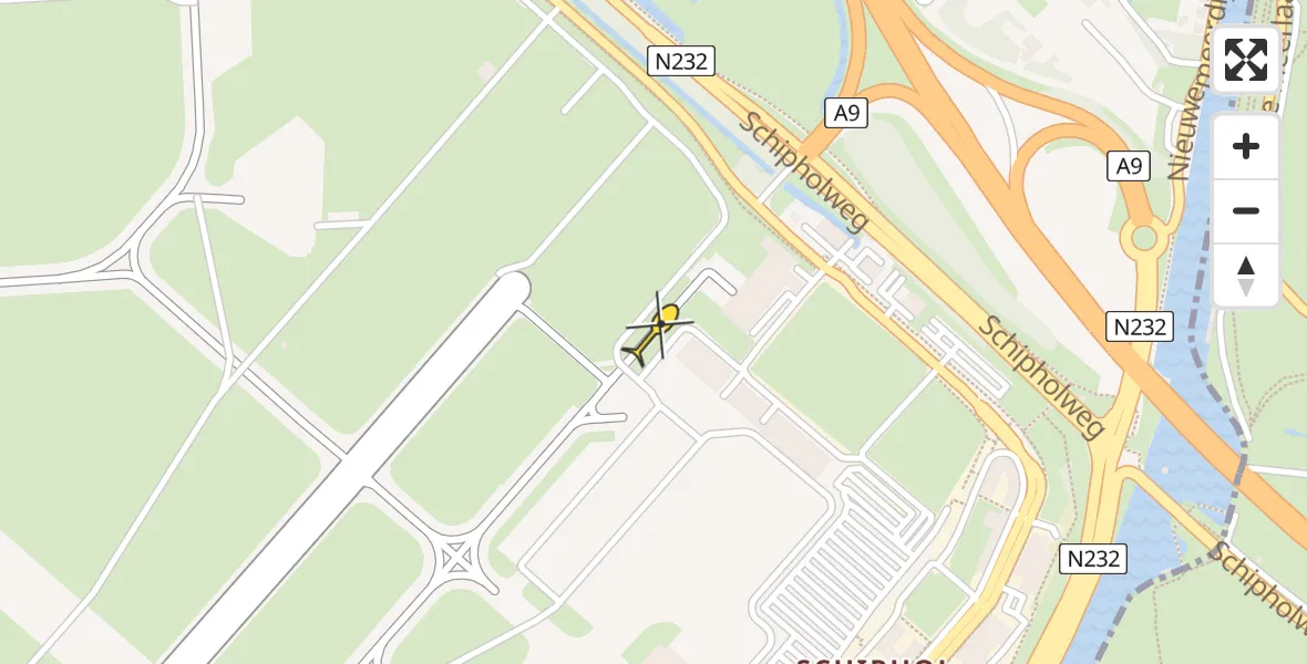 Vluchtroute Politiehelikopter van Schiphol naar Schiphol