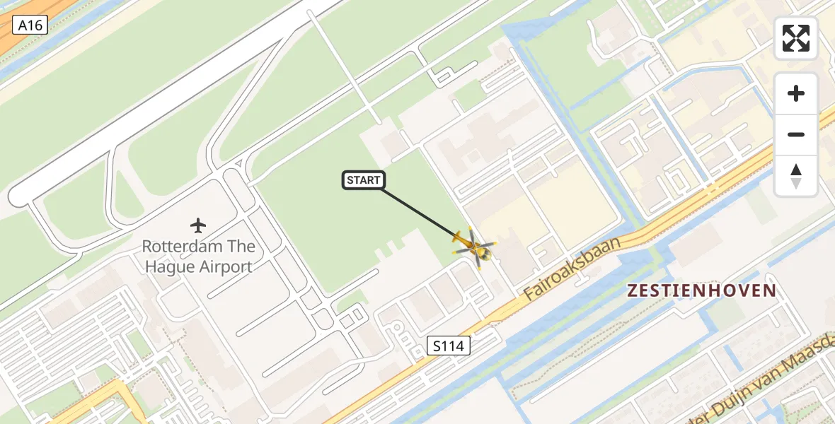Vluchtroute Traumahelikopter Rotterdam The Hague Airport - Rotterdam The Hague Airport, 05 januari 2024, 17:01