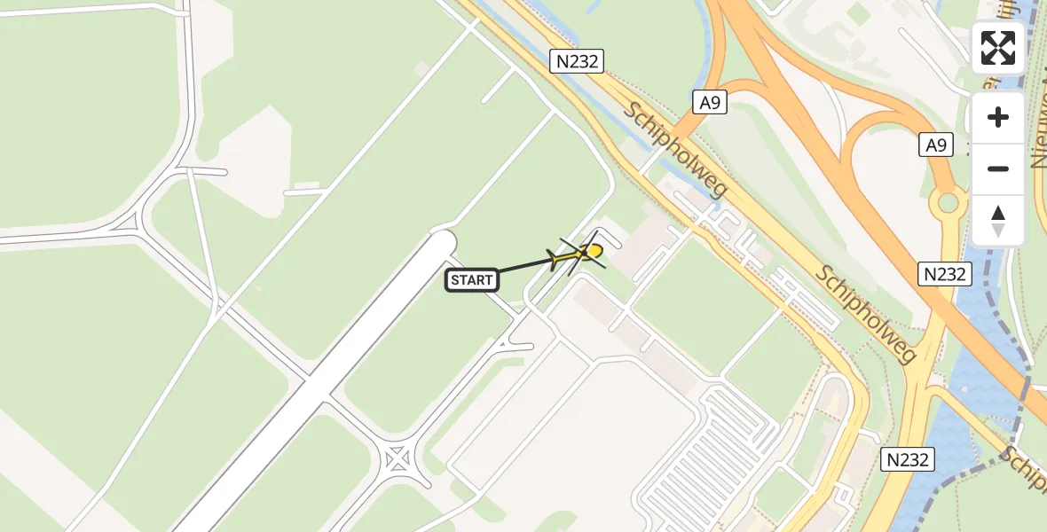 Vluchtroute Politiehelikopter van Schiphol naar Schiphol
