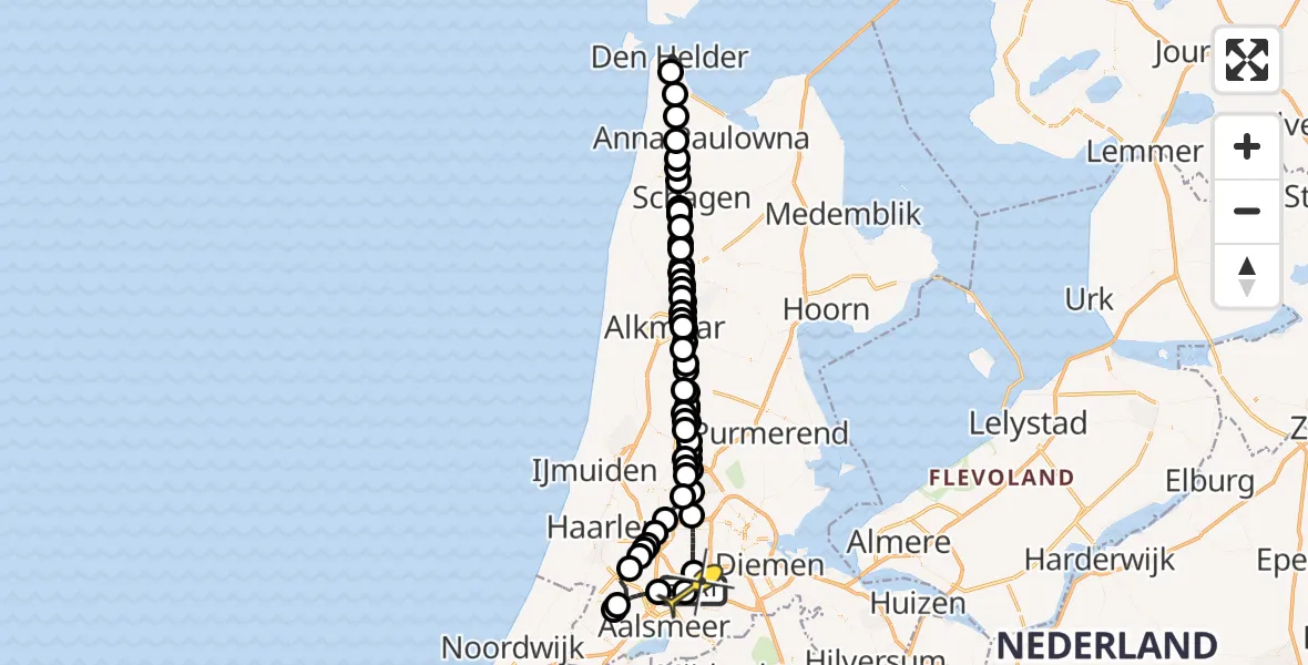 Vluchtroute Politiehelikopter van Schiphol naar Schiphol
