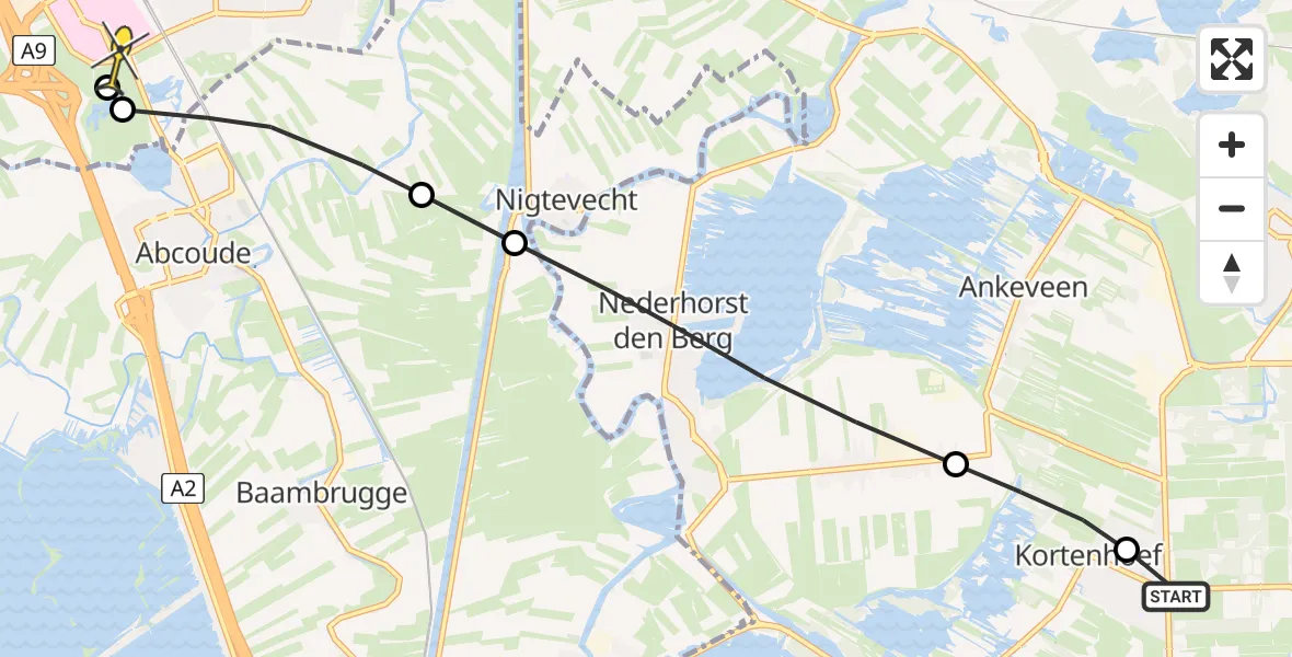 Routekaart van de vlucht: Lifeliner 1 naar Academisch Medisch Centrum (AMC)