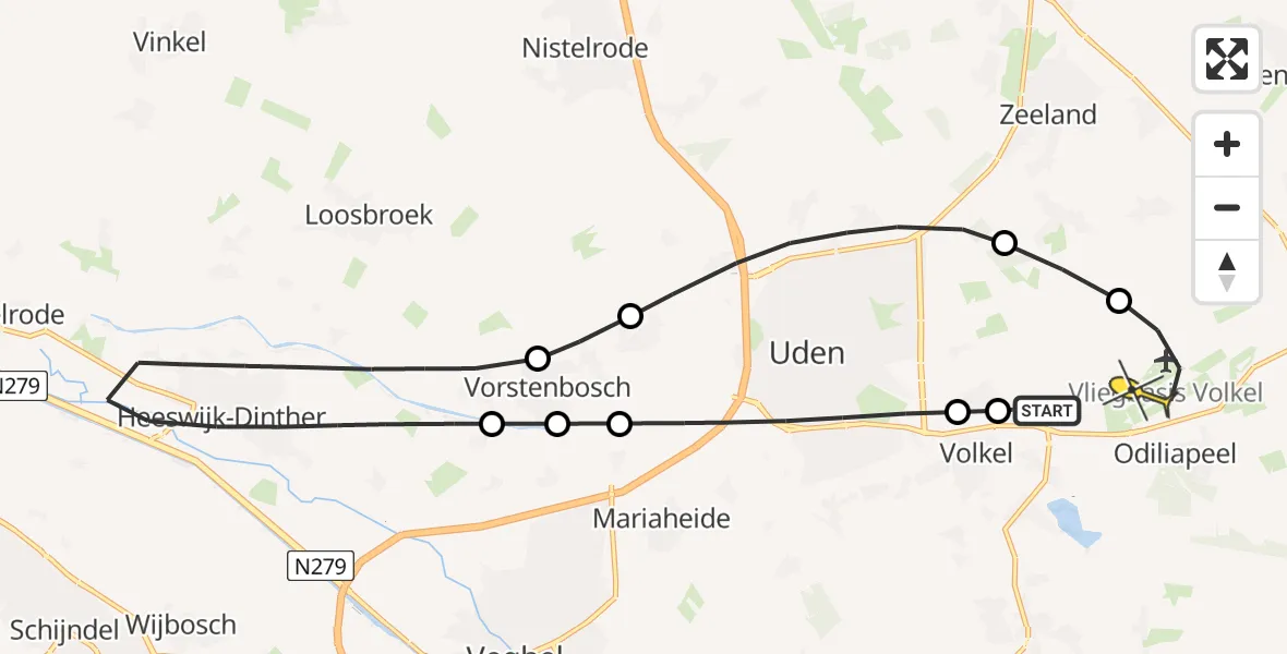 Routekaart van de vlucht: Lifeliner 3 naar Vliegbasis Volkel