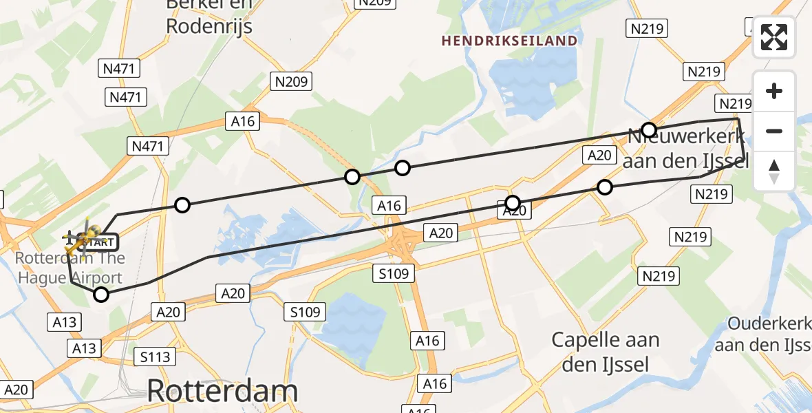Vluchtroute Traumahelikopter Rotterdam The Hague Airport - Rotterdam The Hague Airport, 06 januari 2024, 09:49