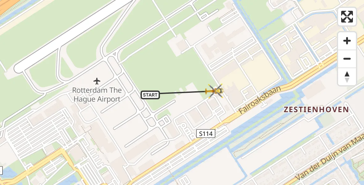 Vluchtroute Traumahelikopter Rotterdam The Hague Airport - Rotterdam The Hague Airport, 06 januari 2024, 09:58