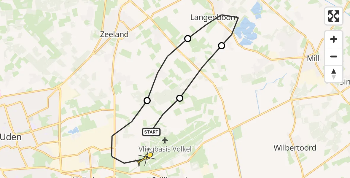 Routekaart van de vlucht: Lifeliner 3 naar Vliegbasis Volkel