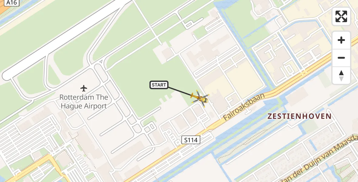 Vluchtroute Traumahelikopter Rotterdam The Hague Airport - Rotterdam The Hague Airport, 06 januari 2024, 13:58