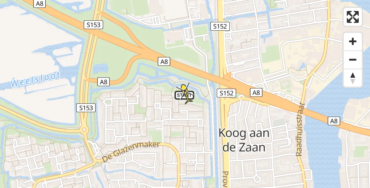 Routekaart van de vlucht: Lifeliner 1 naar Koog aan de Zaan