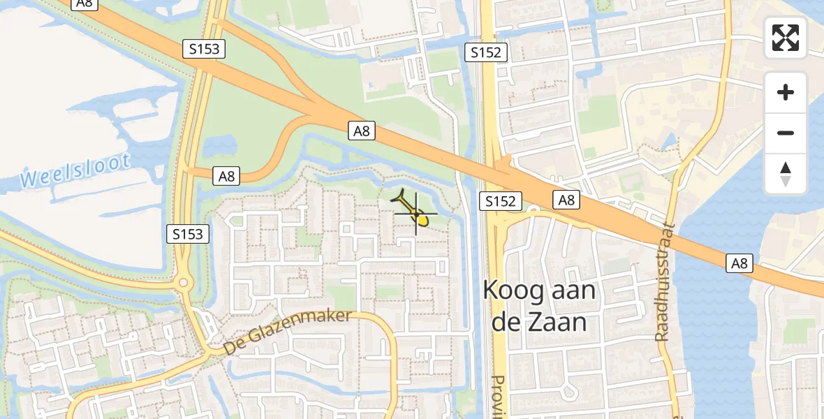 Routekaart van de vlucht: Traumahelikopter naar Koog aan de Zaan