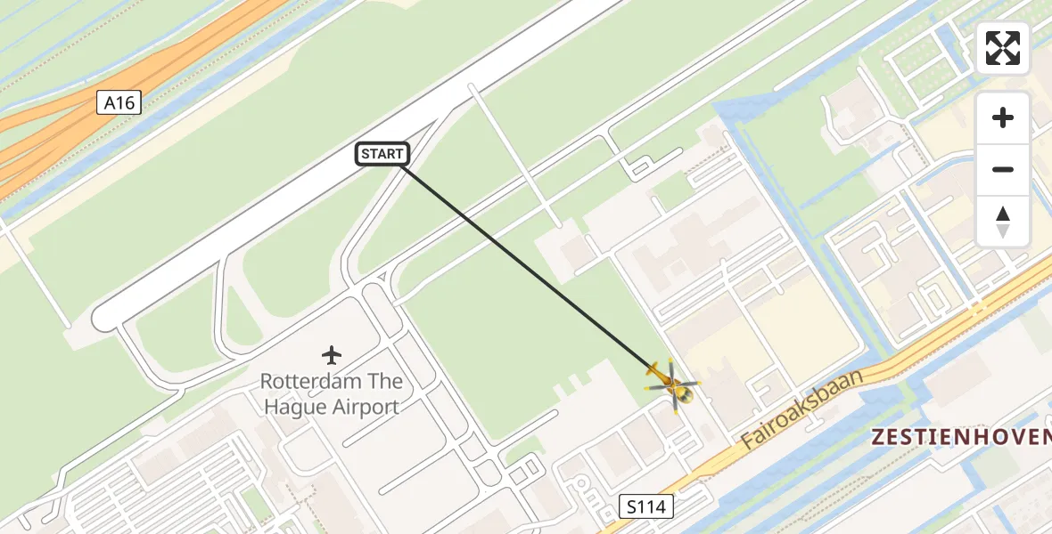 Vluchtroute Traumahelikopter Rotterdam The Hague Airport - Rotterdam The Hague Airport, 06 januari 2024, 17:38