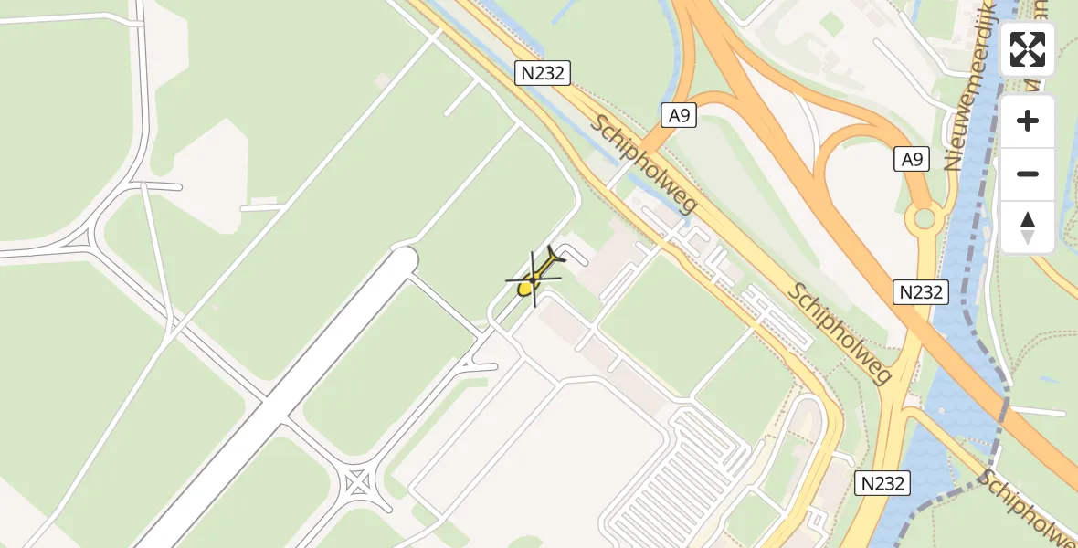 Routekaart van de vlucht: Politiehelikopter naar Schiphol