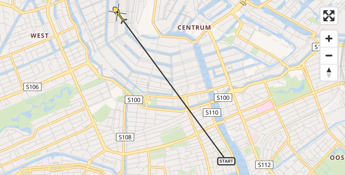 Vluchtroute Politiehelikopter van Amsterdam naar Amsterdam