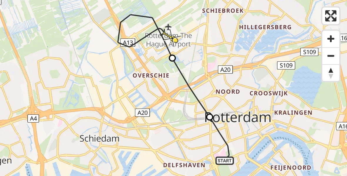 Routekaart van de vlucht: Lifeliner 2 naar Rotterdam The Hague Airport