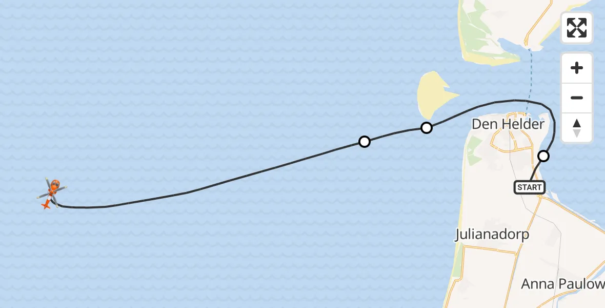 Vluchtroute Kustwachthelikopter Vliegveld De Kooy - , 07 januari 2024, 09:08