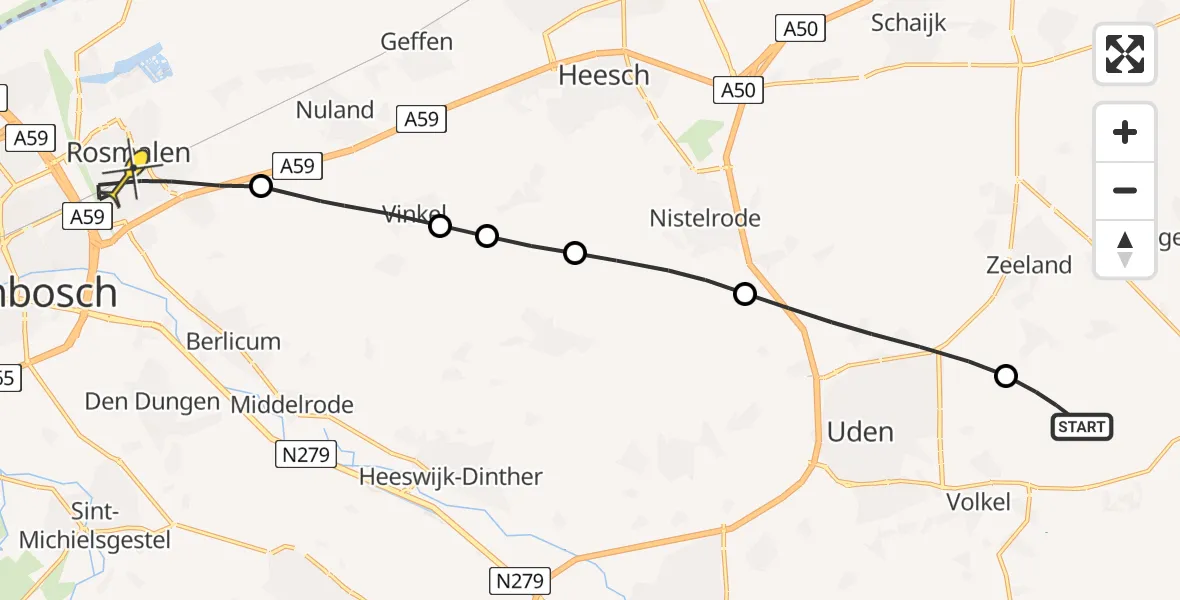 Routekaart van de vlucht: Lifeliner 3 naar Rosmalen