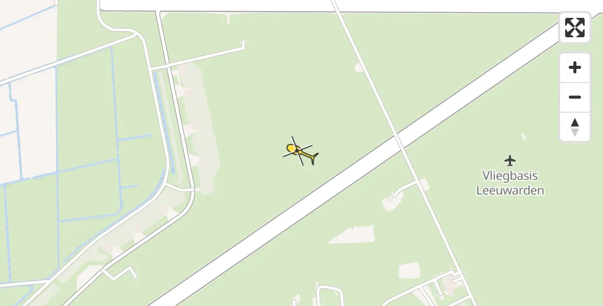 Vluchtroute Ambulancehelikopter van Vliegbasis Leeuwarden naar Vliegbasis Leeuwarden