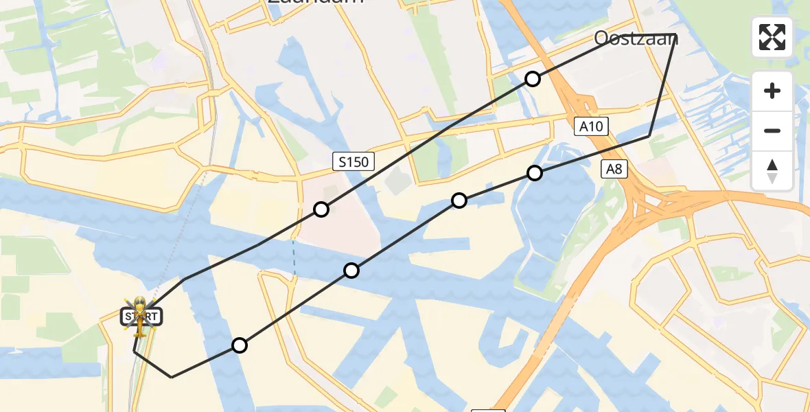 Vluchtroute Traumahelikopter Amsterdam Heliport - Amsterdam Heliport, 07 januari 2024, 10:32