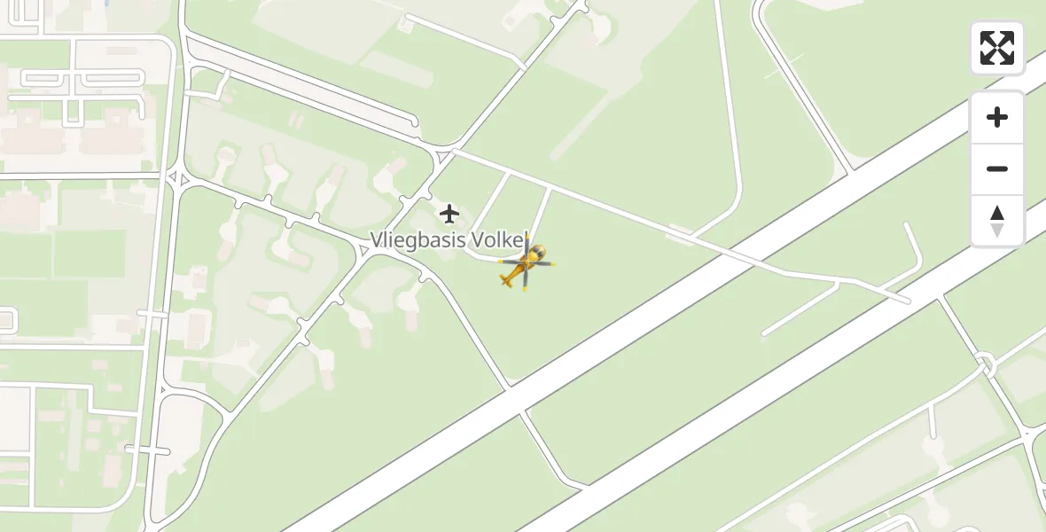 Vluchtroute Traumahelikopter van Vliegbasis Volkel naar Vliegbasis Volkel