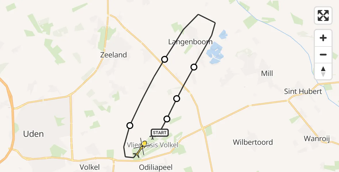 Routekaart van de vlucht: Lifeliner 3 naar Vliegbasis Volkel