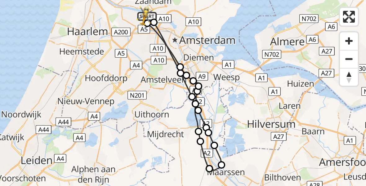 Vluchtroute Traumahelikopter Amsterdam Heliport - Amsterdam Heliport, 07 januari 2024, 12:06