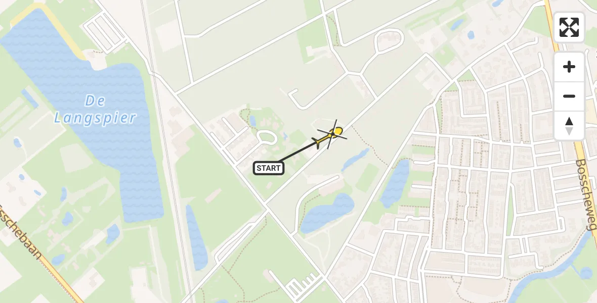 Routekaart van de vlucht: Traumaheli naar Boxtel