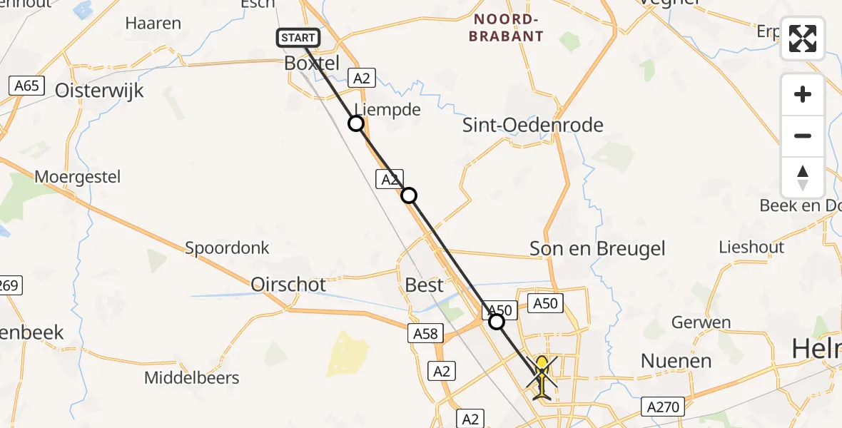 Routekaart van de vlucht: Lifeliner 2 naar Eindhoven