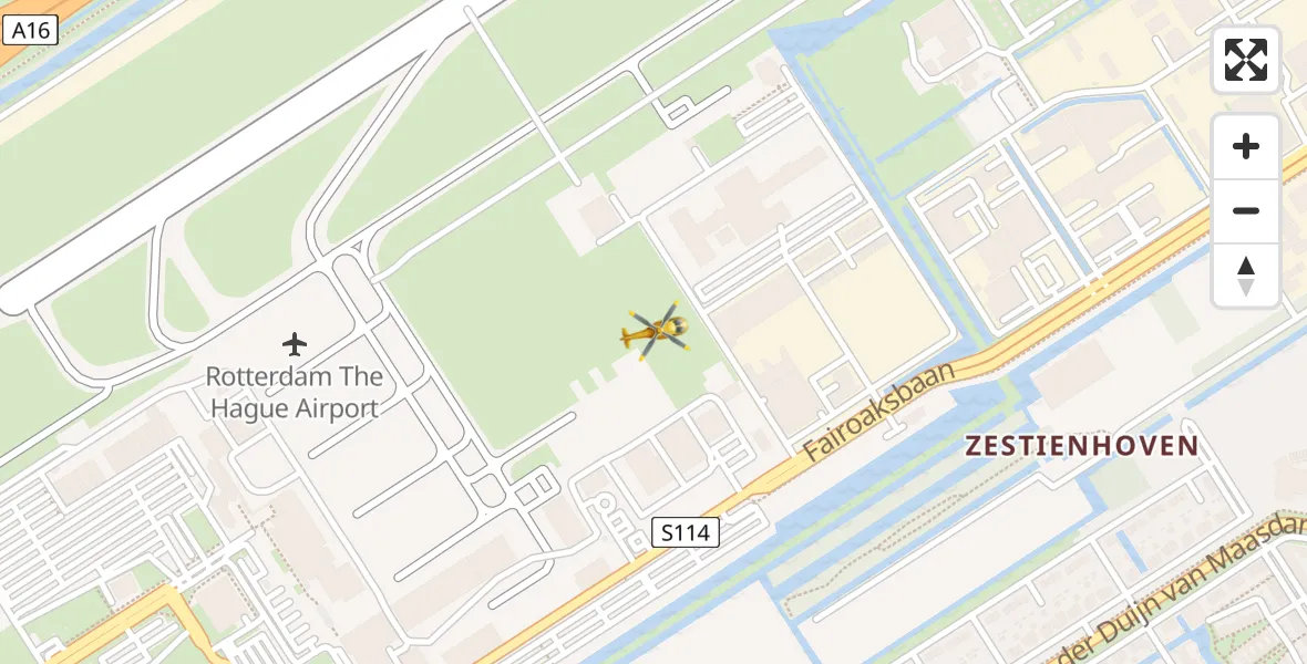 Vluchtroute Traumahelikopter Rotterdam The Hague Airport - Rotterdam The Hague Airport, 07 januari 2024, 14:23
