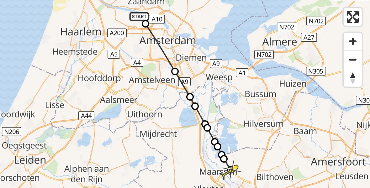 Routekaart van de vlucht: Lifeliner 1 naar Maarssen