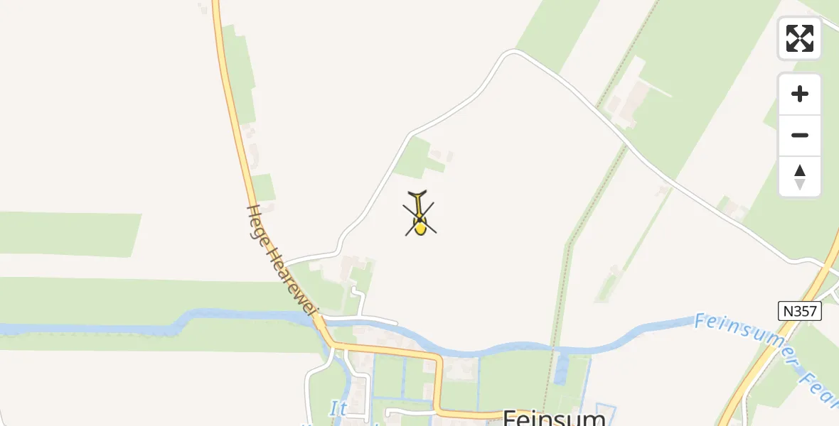Routekaart van de vlucht: Ambulancehelikopter naar Feinsum