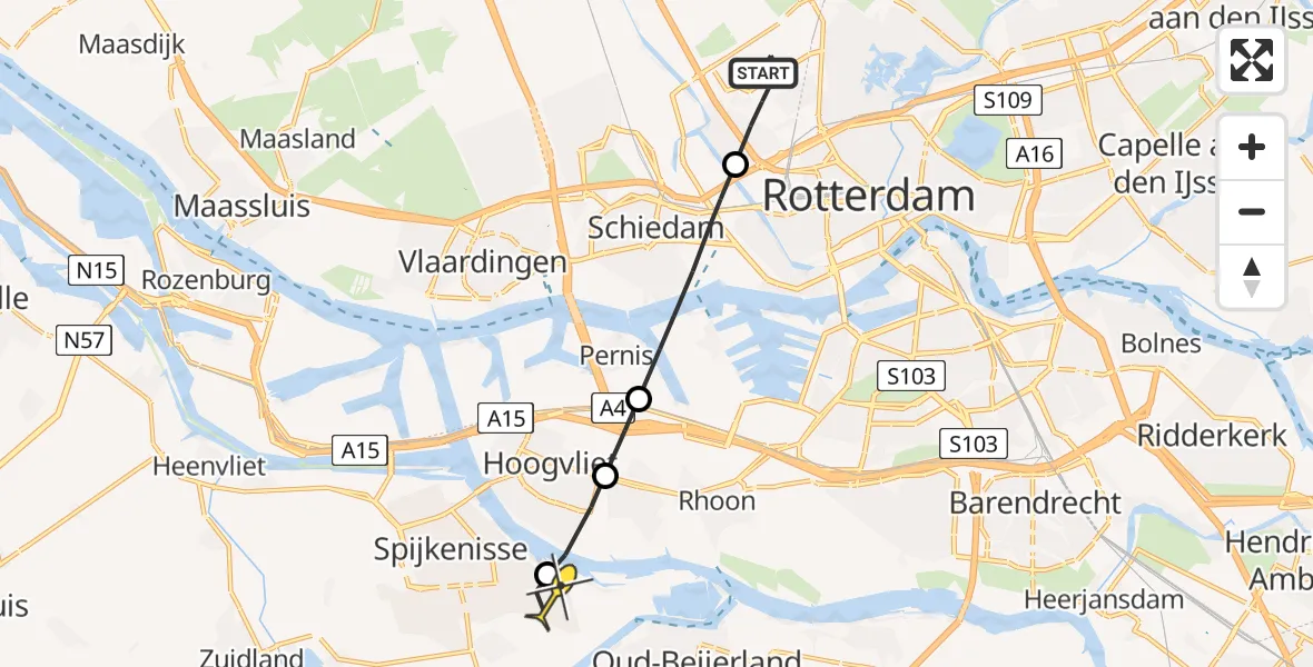 Routekaart van de vlucht: Lifeliner 2 naar Spijkenisse