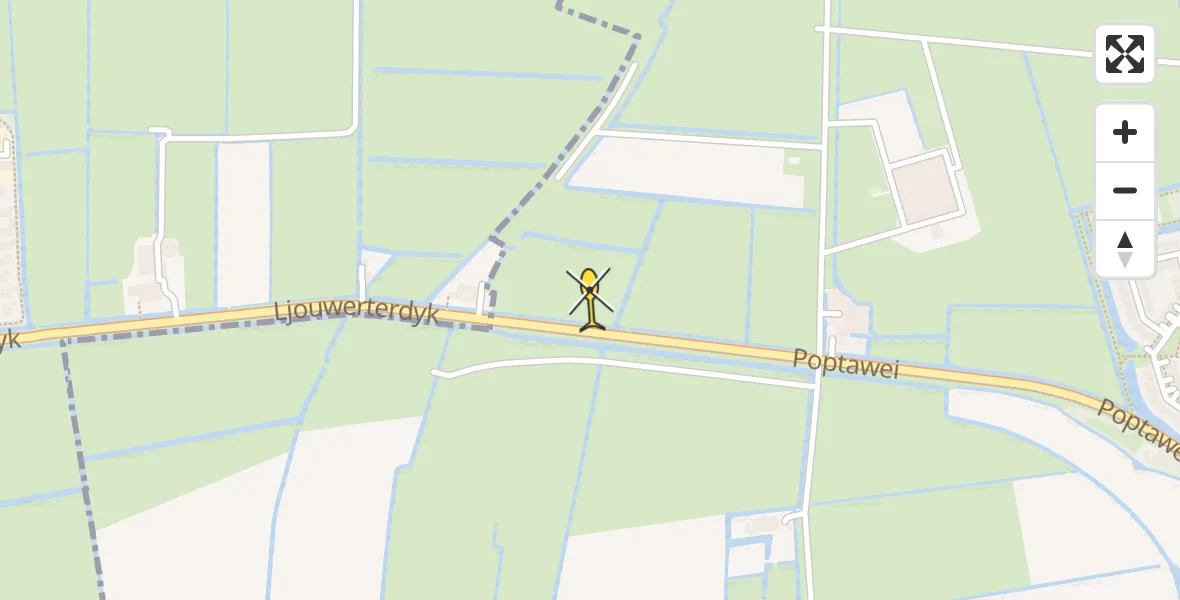 Vluchtroute Ambulancehelikopter van Leeuwarden naar Leeuwarden