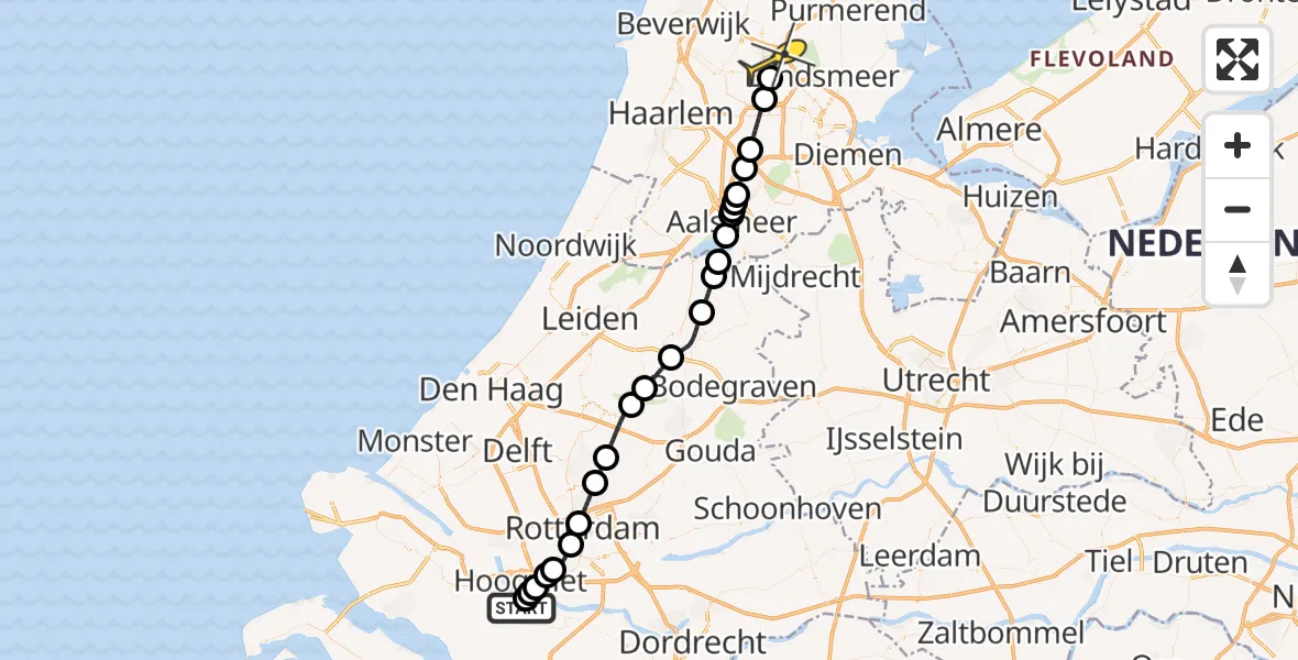 Routekaart van de vlucht: Lifeliner 2 naar Zaandam