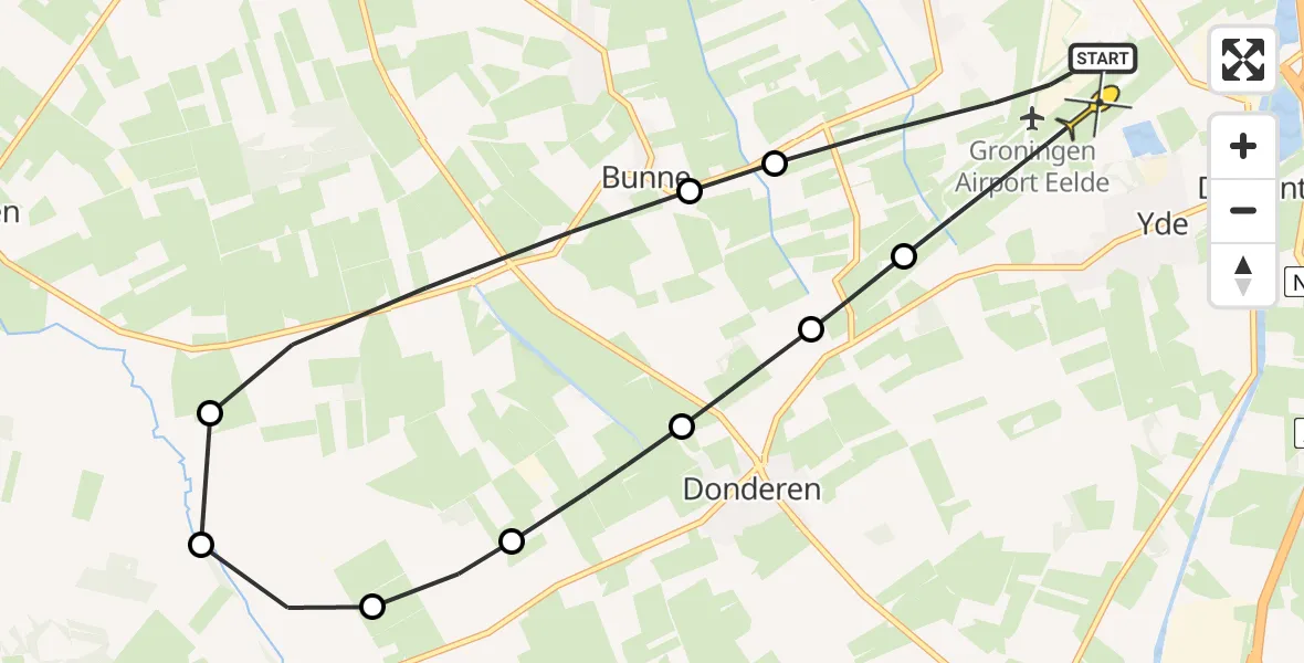 Routekaart van de vlucht: Lifeliner 4 naar Groningen Airport Eelde