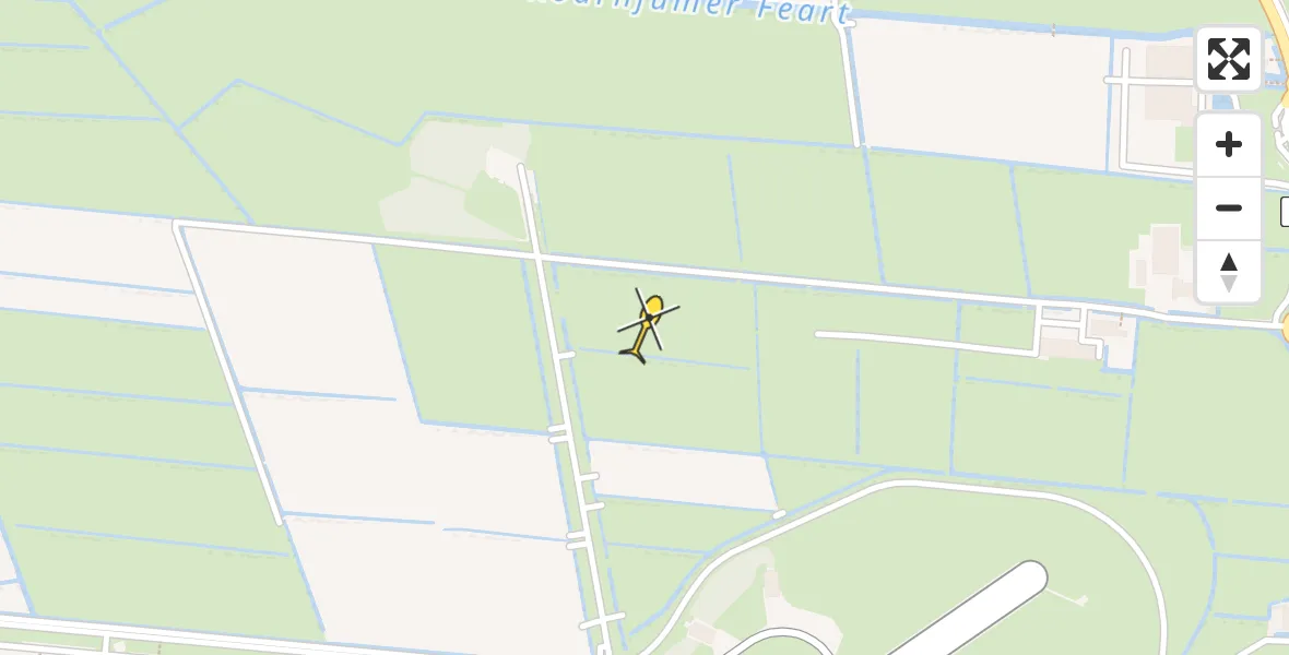 Vluchtroute Ambulancehelikopter van Vliegbasis Leeuwarden naar Vliegbasis Leeuwarden