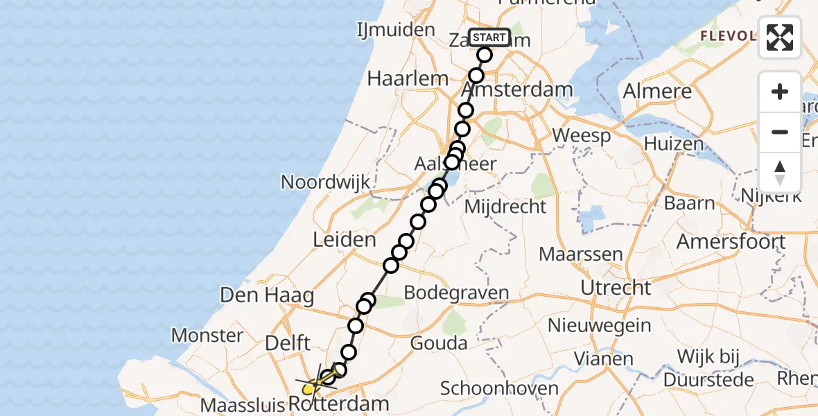 Routekaart van de vlucht: Lifeliner 2 naar Rotterdam The Hague Airport