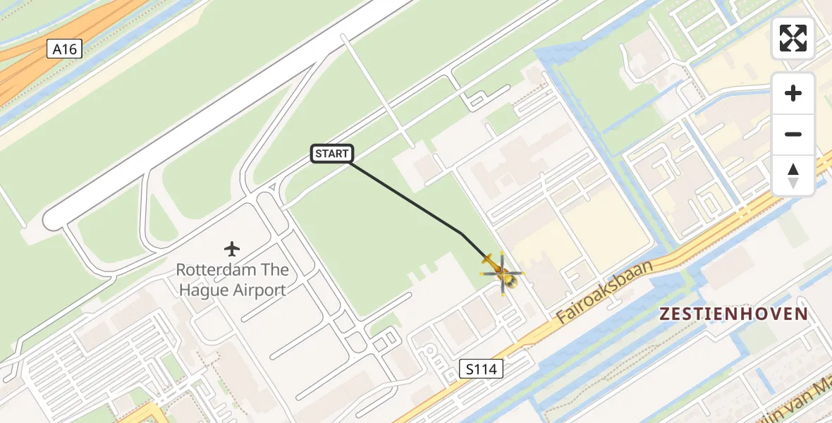 Vluchtroute Traumahelikopter Rotterdam The Hague Airport - Rotterdam The Hague Airport, 07 januari 2024, 18:02