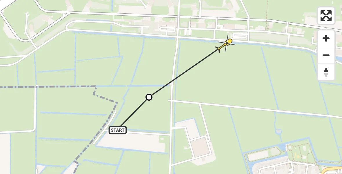 Routekaart van de vlucht: Ambulancehelikopter naar Vliegbasis Leeuwarden