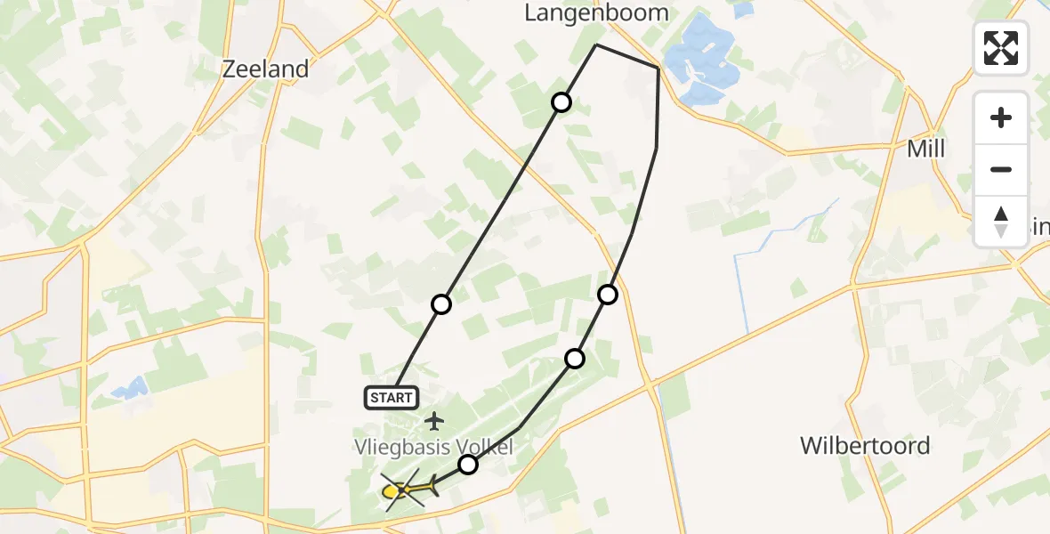 Routekaart van de vlucht: Lifeliner 3 naar Vliegbasis Volkel