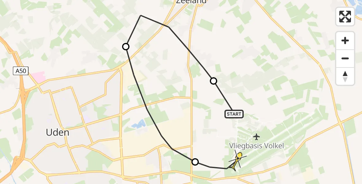 Routekaart van de vlucht: Lifeliner 3 naar Vliegbasis Volkel