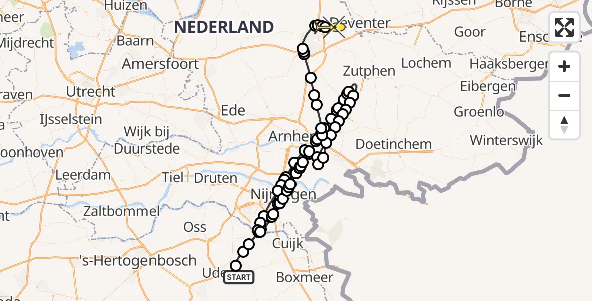 Routekaart van de vlucht: Lifeliner 3 naar Vliegveld Teuge